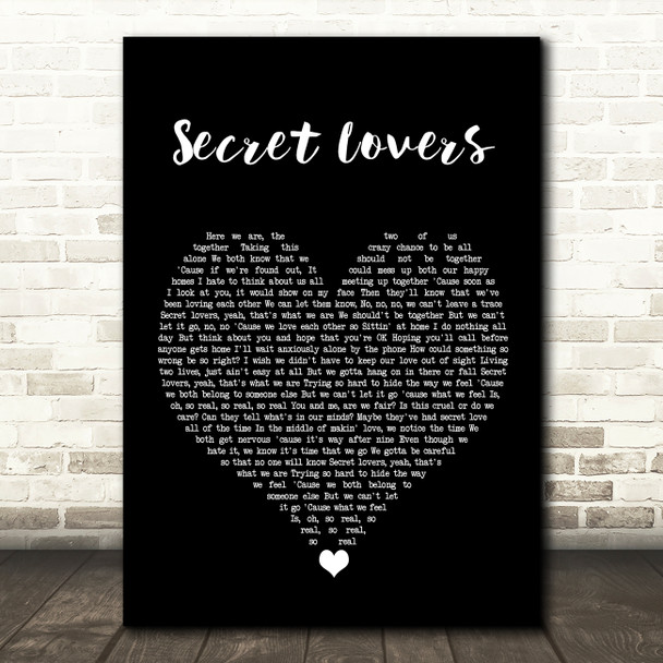 Atlantic Starr Secret Lovers Black Heart Song Lyric Quote Music Print