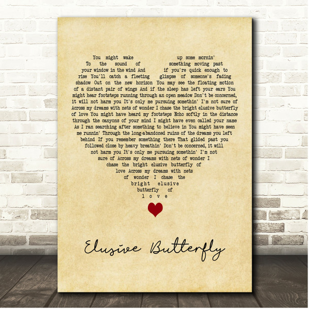 Bob Lind Elusive Butterfly Vintage Heart Song Lyric Print