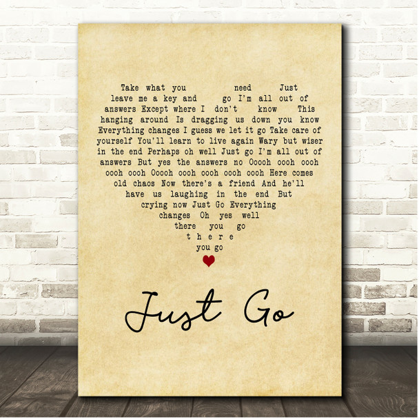 Boz Scaggs Just Go Vintage Heart Song Lyric Print
