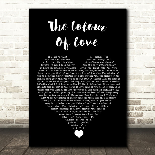 Billy Ocean The Colour Of Love Black Heart Song Lyric Quote Music Print
