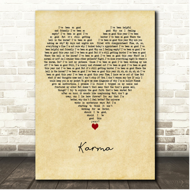 AJR Karma Vintage Heart Song Lyric Print