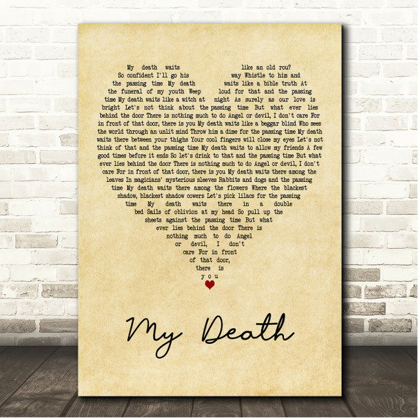 David Bowie My Death Vintage Heart Song Lyric Print