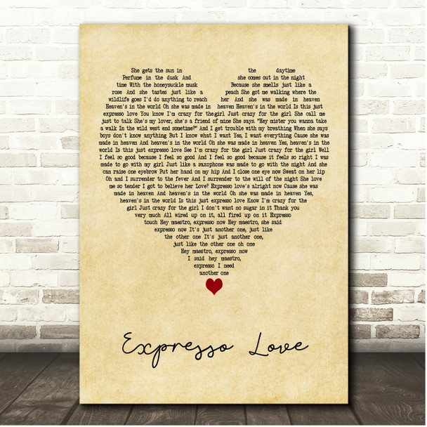 Dire Straits Expresso Love Vintage Heart Song Lyric Print