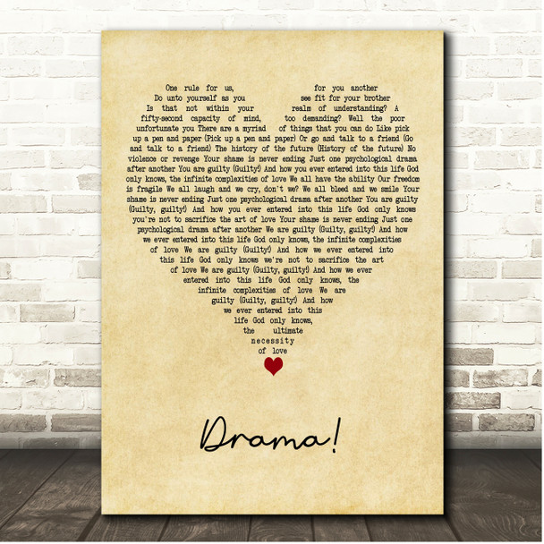 Erasure Drama! Vintage Heart Song Lyric Print