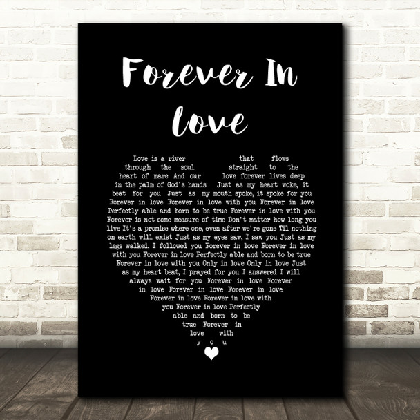 Brighten Forever In Love Black Heart Song Lyric Quote Music Print