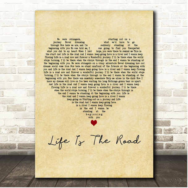 Anastasia Life Is The Road Vintage Heart Song Lyric Print