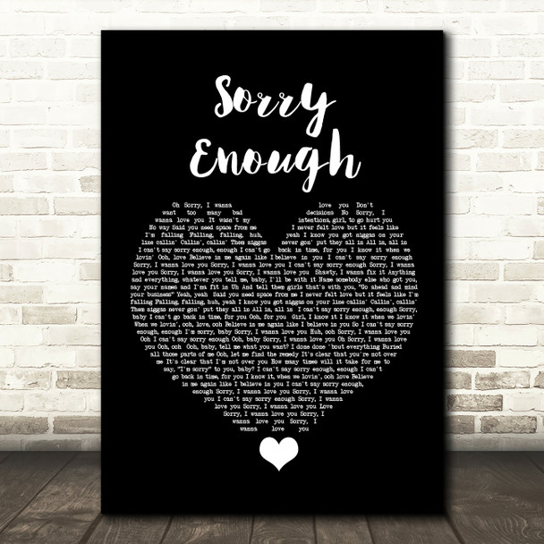 Chris Brown Sorry Enough Black Heart Song Lyric Quote Music Print