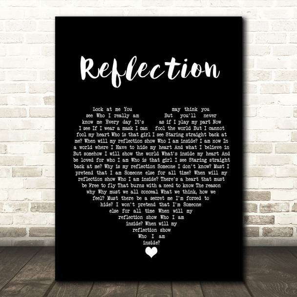 Christina Aguilera Reflection Black Heart Song Lyric Quote Music Print