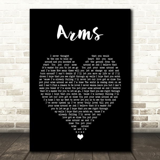 Christina Perri Arms Black Heart Song Lyric Quote Music Print