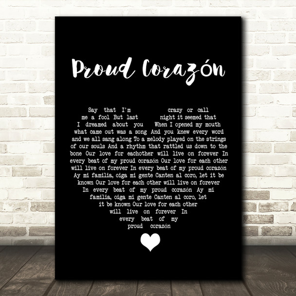 Coco Proud Corazón Black Heart Song Lyric Quote Music Print