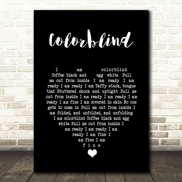 Counting Crows Colorblind Black Heart Song Lyric Quote Music Print