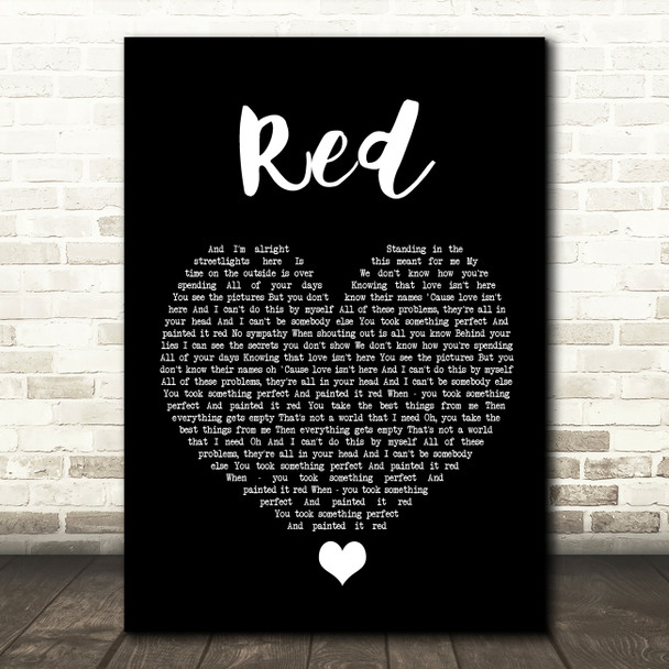 Daniel Merriweather Red Black Heart Song Lyric Quote Music Print