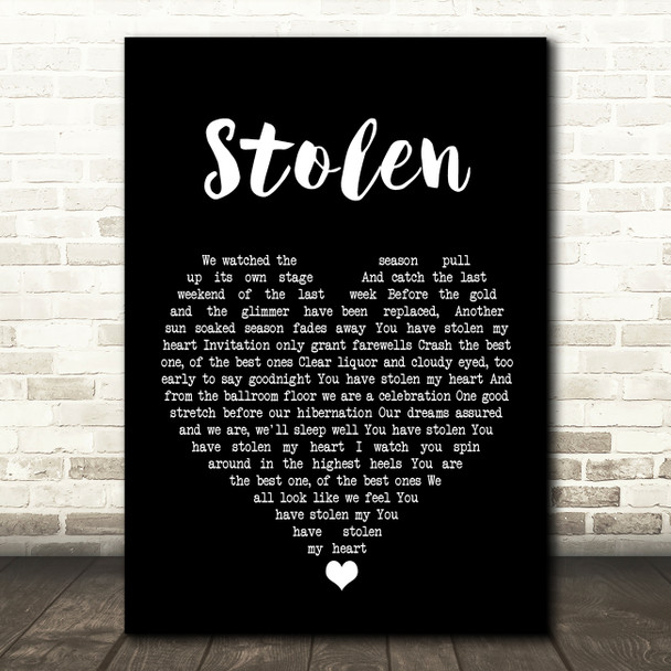 Dashboard Confessional Stolen Black Heart Song Lyric Quote Music Print