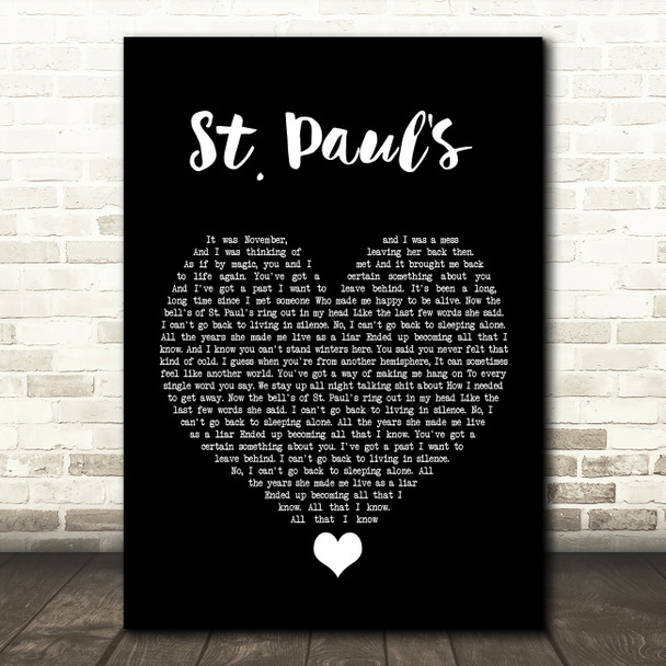 Deaf Havana St Paul's Black Heart Song Lyric Quote Music Print