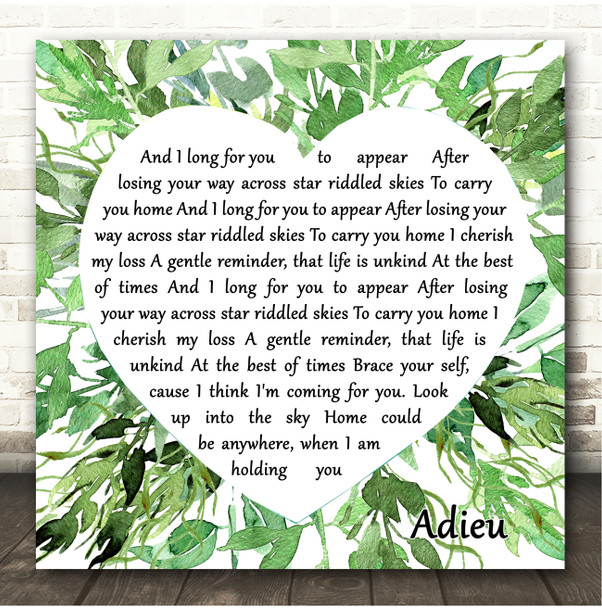 Enter Shikari Adieu Square Botanical Leaves Song Lyric Print