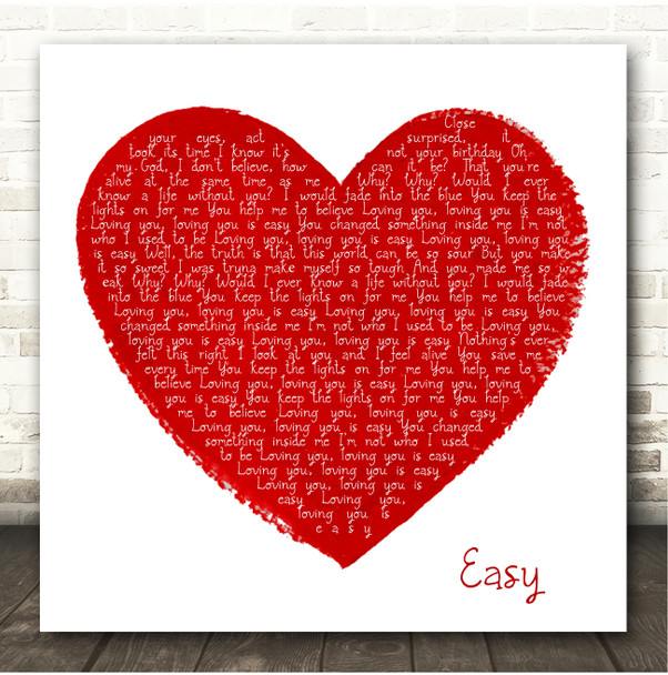 Pale Waves Easy Painted Red Heart Square Song Lyric Print
