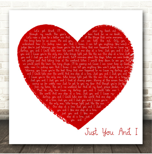 Tom Walker Just You And I Painted Red Heart Square Song Lyric Print