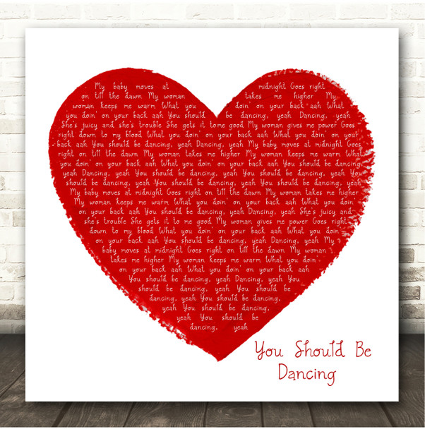 Bee Gees You Should Be Dancing Painted Red Heart Square Song Lyric Print