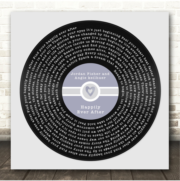 Jordan Fisher Happily Ever After Square Blue Heart Vinyl Record Song Lyric Print