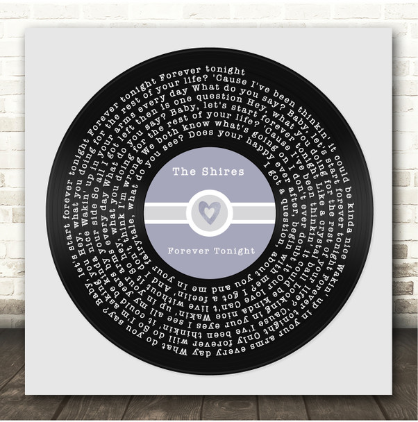The Shires Forever Tonight Square Blue Heart Vinyl Record Song Lyric Print
