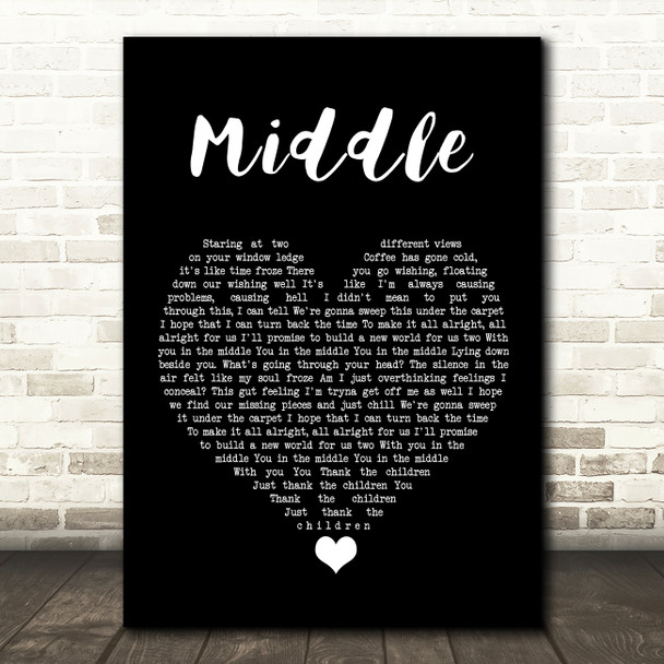 DJ Snake Middle Black Heart Song Lyric Quote Music Print