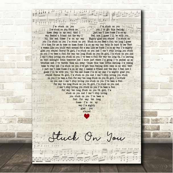 3T Stuck On You Script Heart Song Lyric Wall Art Print