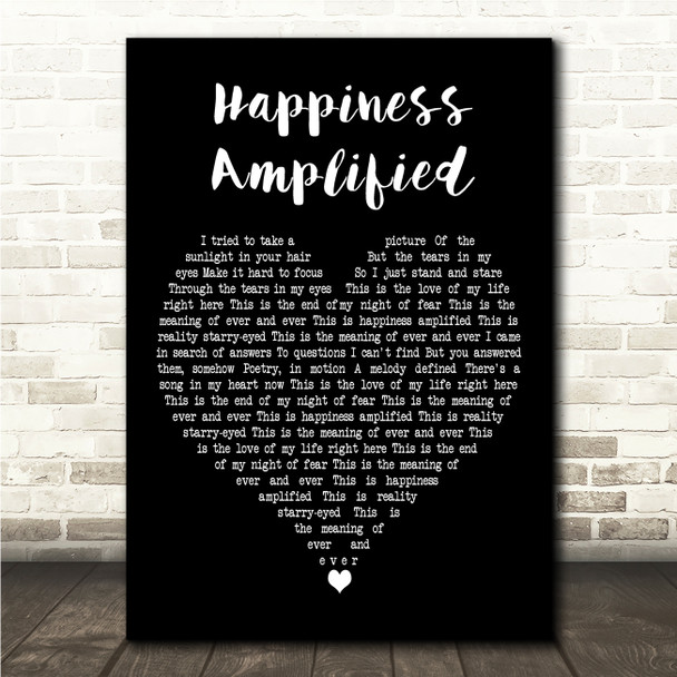 Above & Beyond Happiness Amplified Black Heart Song Lyric Wall Art Print