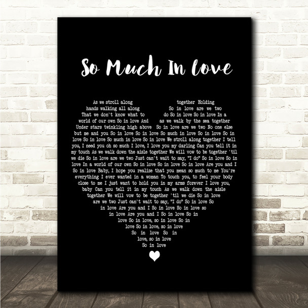 All 4 one So Much In Love Black Heart Song Lyric Wall Art Print