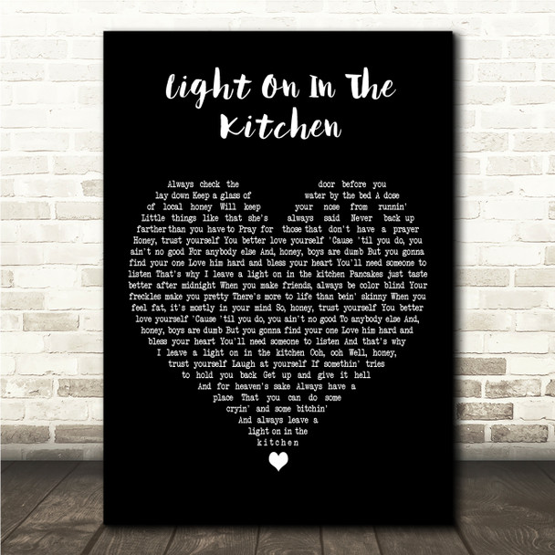 Ashley McBryde Light On In The Kitchen Black Heart Song Lyric Wall Art Print