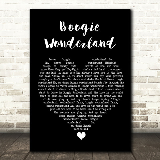 Earth, Wind And Fire Boogie Wonderland Black Heart Song Lyric Quote Music Print