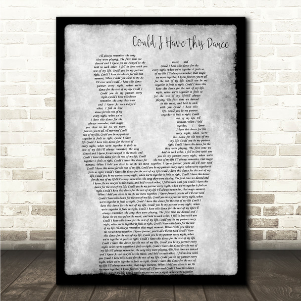 Anne Murray Could I Have This Dance Gay Couple Two Men Dancing Grey Song Lyric Wall Art Print