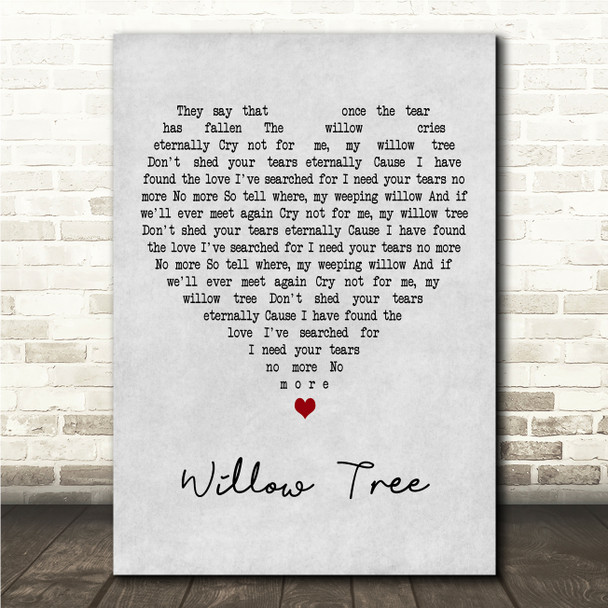 Alton Ellis Willow Tree Grey Heart Song Lyric Wall Art Print