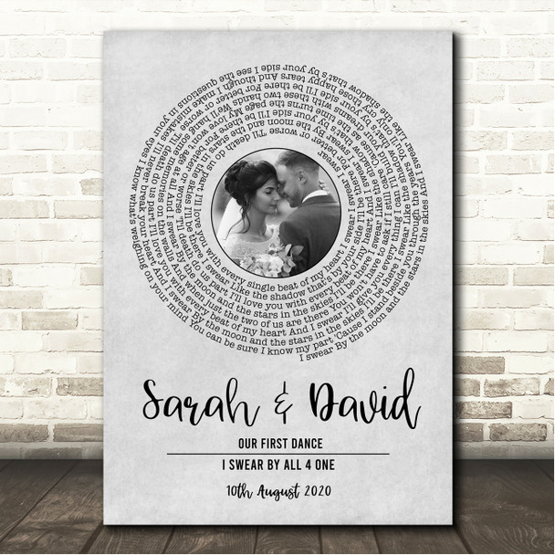 All 4 One I Swear Grey Vinyl Record Wedding First Dance Photo Song Lyric Wall Art Print