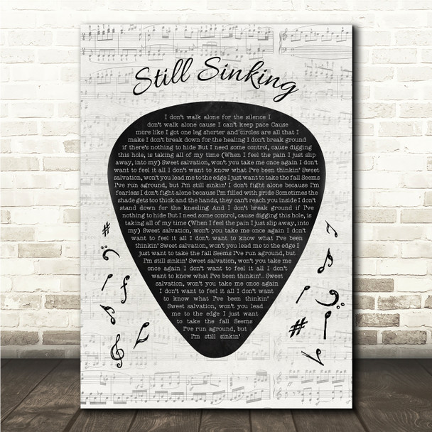Any Given Sin Still Sinking Guitar Pick Plectrum Song Lyric Wall Art Print