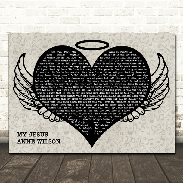 Anne Wilson My Jesus Heart Angel Wings Halo Memorial Song Lyric Wall Art Print