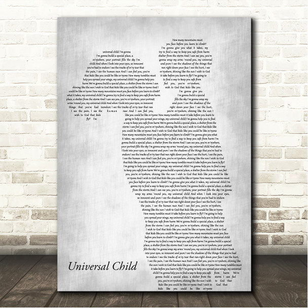 Annie Lennox Universal Child Mother & Child Grey Song Lyric Wall Art Print