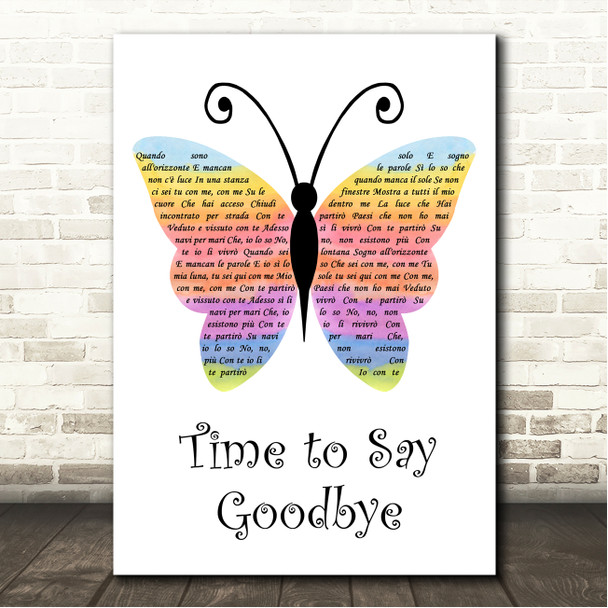 Andrea Bocelli, Sarah Brightman Time to Say Goodbye Rainbow Butterfly Song Lyric Wall Art Print