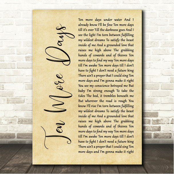 Avicii Ten More Days Rustic Script Song Lyric Wall Art Print