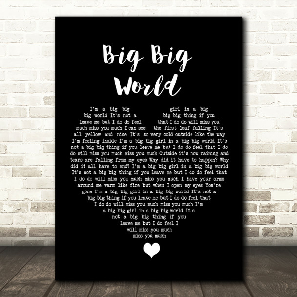 Emilia Big Big World Black Heart Song Lyric Quote Music Print