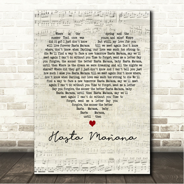 ABBA Hasta Mañana Script Heart Song Lyric Wall Art Print