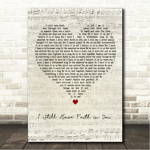ABBA I Still Have Faith in You Script Heart Song Lyric Wall Art Print