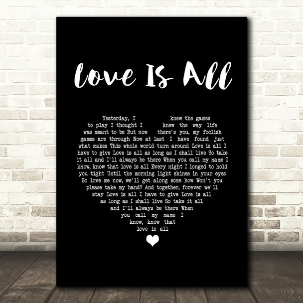 Engelbert Humperdinck Love Is All Black Heart Song Lyric Quote Music Print