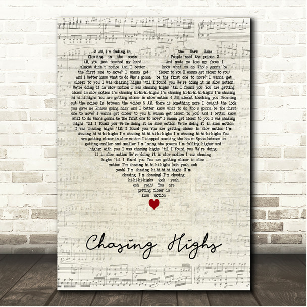 ALMA Chasing Highs Script Heart Song Lyric Wall Art Print