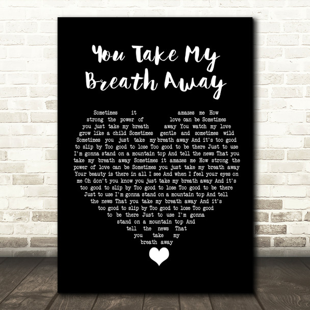 Eva Cassidy You Take My Breath Away Black Heart Song Lyric Quote Music Print