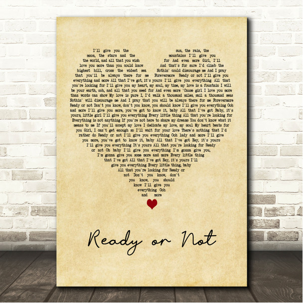 After 7 Ready or Not Vintage Heart Song Lyric Wall Art Print