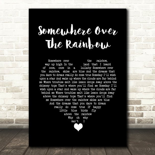 Eva Cassidy Somewhere over the rainbow Black Heart Song Lyric Quote Music Print