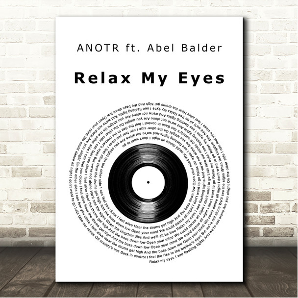 ANOTR ft. Abel Balder Relax My Eyes Vinyl Record Song Lyric Wall Art Print