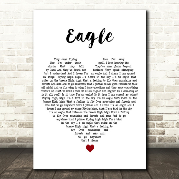 ABBA Eagle White Heart Song Lyric Wall Art Print