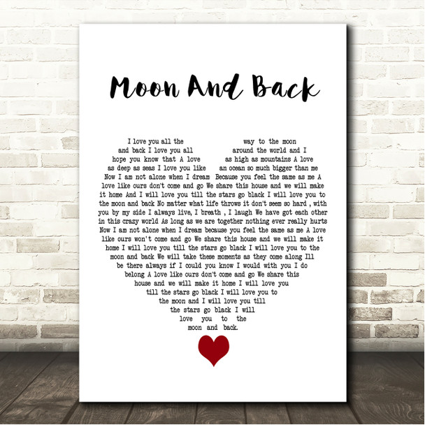 Amy Wadge Moon And Back White Heart Song Lyric Wall Art Print