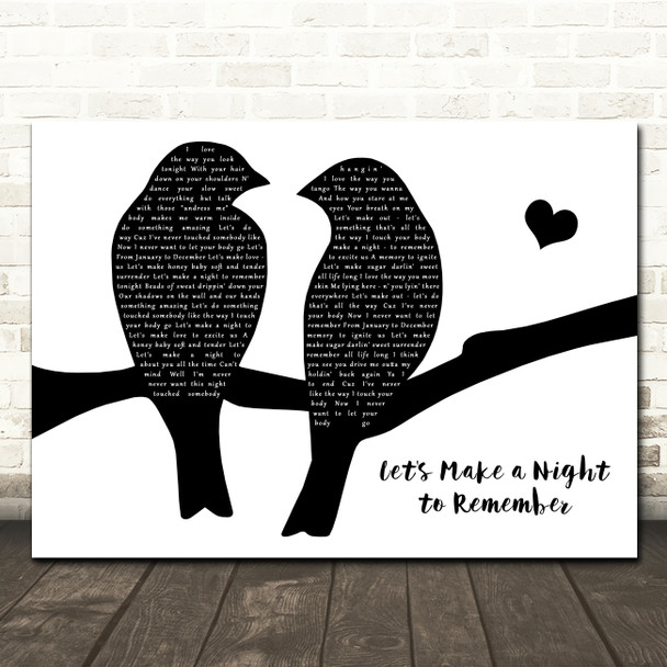 Bryan Adams Let's Make a Night to Remember Lovebirds Black & White Song Lyric Wall Art Print